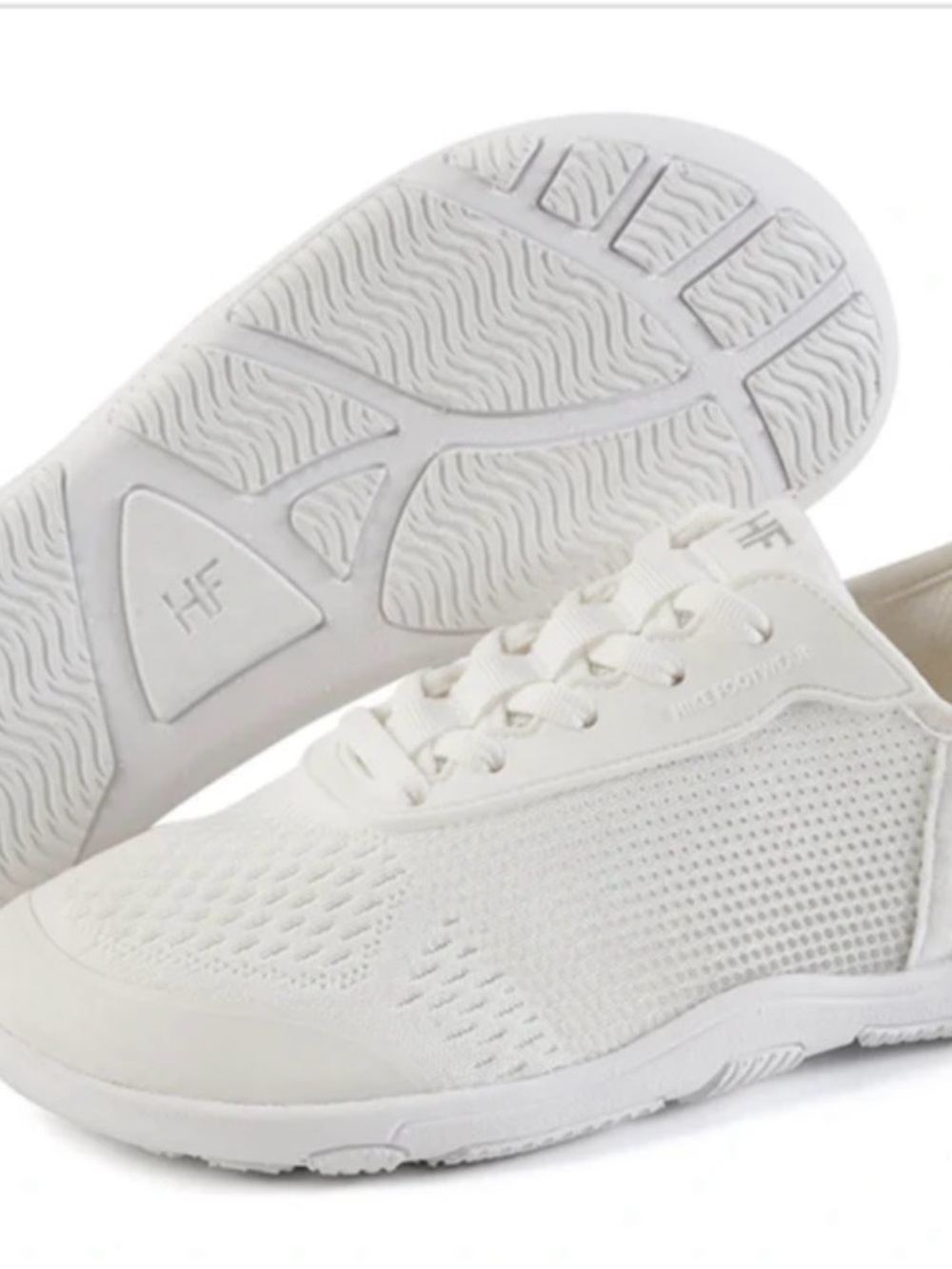 HF All-White Women's Knit Lace-Up Sneakers